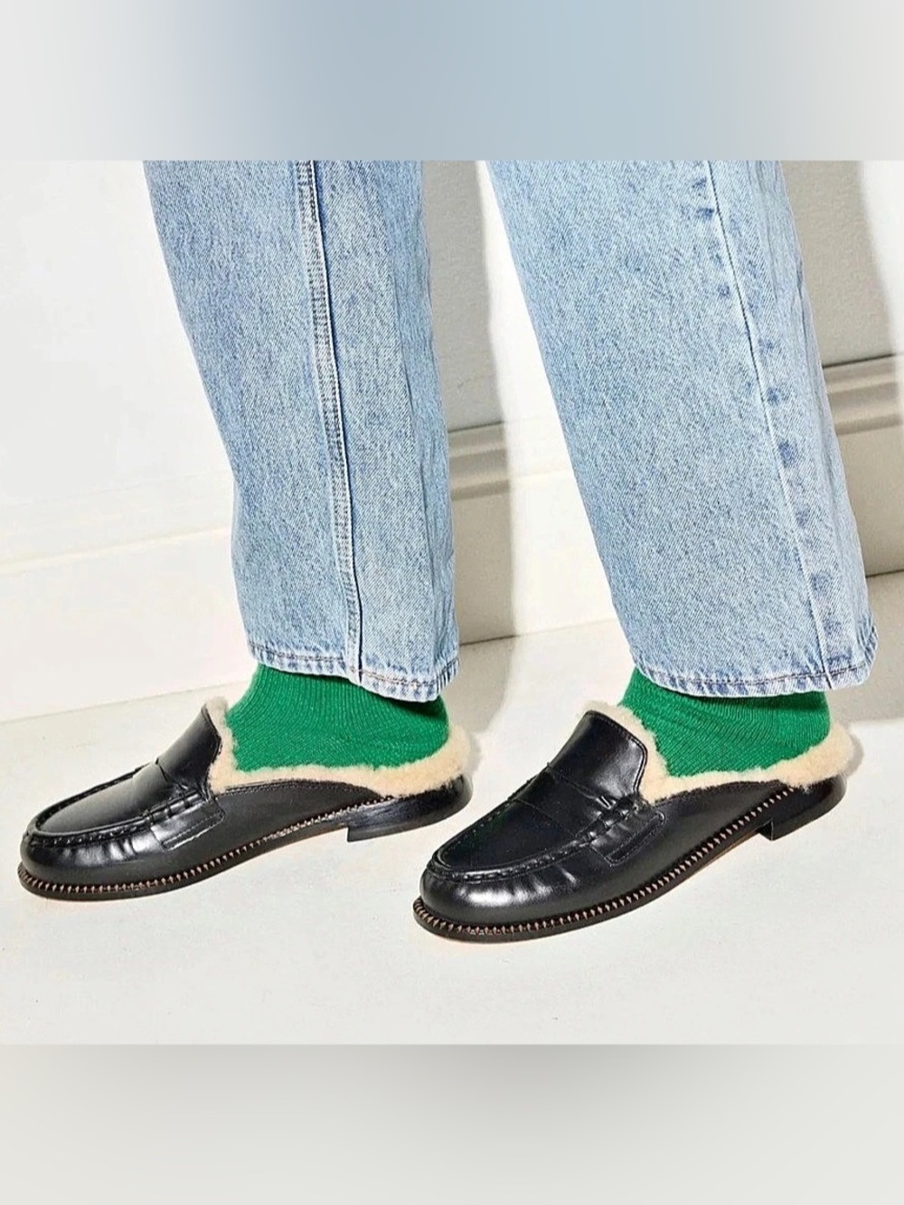 Freda Salvador Temi Shearling Leather Flat Mule Size 6
